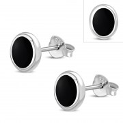 Black Onyx Oval Earrings - e359